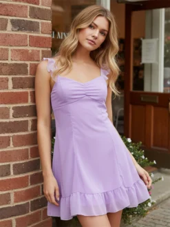 Women's Fly Sleeve Mini Dress V Neck Ruffle A-line Dress Retro Stylish Casual Bohemian Clothes Summer New