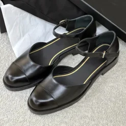 Luxury Designer Chunky Heel Mary Jane Shoes Women Black Soft Leather PU Ballet Flats Elegant Single Strap Office Women Shoes