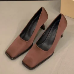 Concise Square Toe Satin Pumps Women Fashion Shallow Strange Style Brand Designer Shoes Elegant Comfort Office Zapatos De Mujer