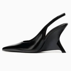 Elegant Wedge Women Pumps Luxury Patent Leather Heels for Ladies Sexy Pointed Toe Slingback Heels Designer Party Dress Shoes