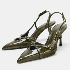 Cross Metal Buckle Strap Decoration High Heels Women Sexy Pointy Toe Luxury Designer Women Pumps Elegant High-Heeled Sandals